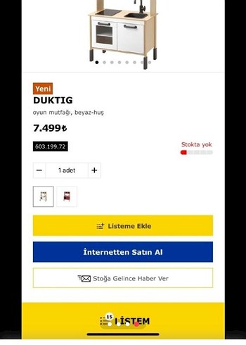 Ikea Kırmızı ve Gri Oyuncak Mutfak Seti