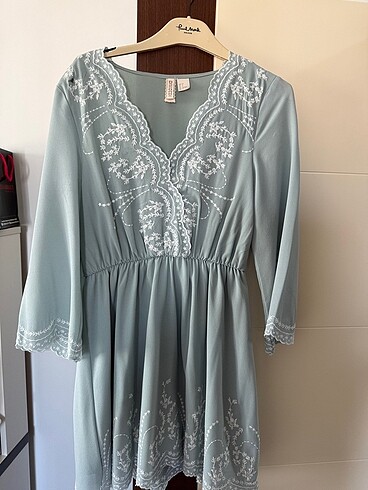 H&M mint yeşili mini elbise
