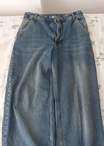 Bol Kesim Mavi Kadın Denim Pantolon