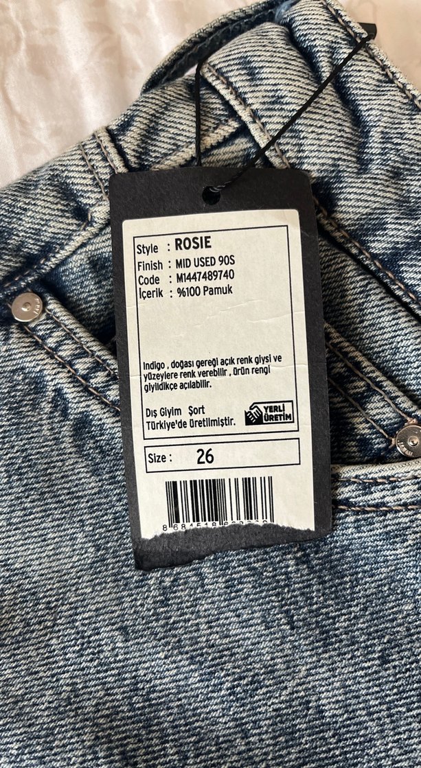 İndigo mavisi  Mini Kot Şort Bol Kesim - Görsel 3