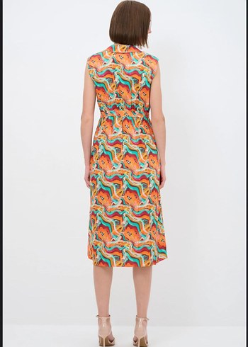 turuncu fermuarlı elbise - Görsel 2