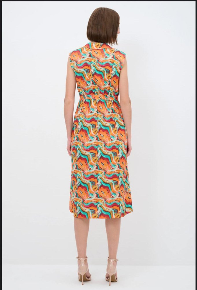 turuncu fermuarlı elbise - Görsel 2