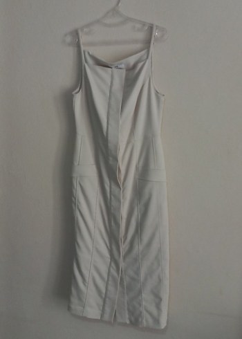 Bej İnce Askılı Uzun Kadın Elbise - Görsel 5