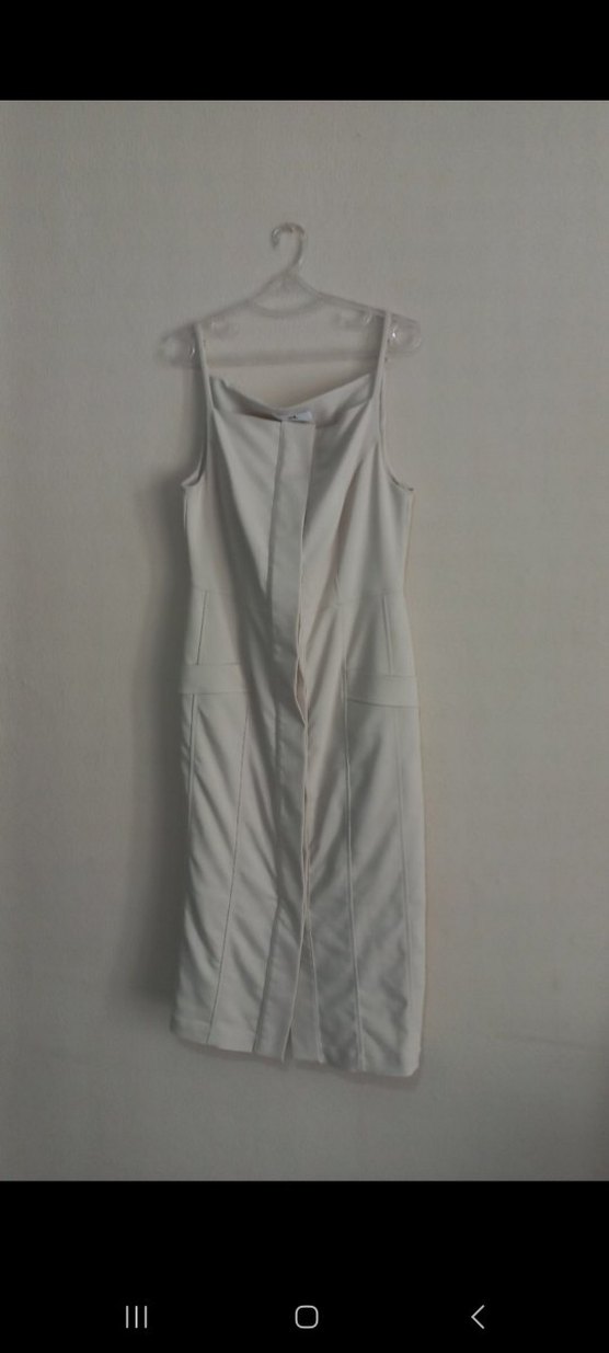 Bej İnce Askılı Uzun Kadın Elbise - Görsel 5