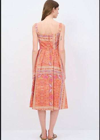 Bohem Çok Renkli Midi Elbise - Görsel 2