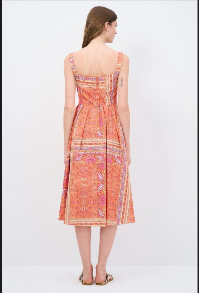 Bohem Çok Renkli Midi Elbise - Görsel 2