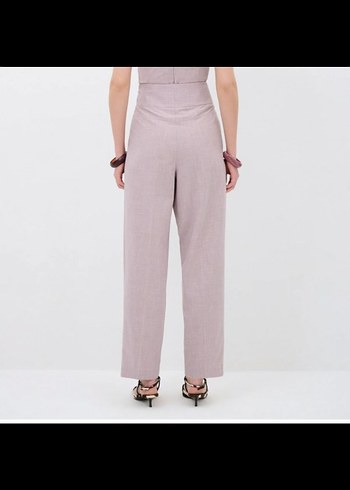 pembe düğmeli yüksek bel pantolon - Görsel 2