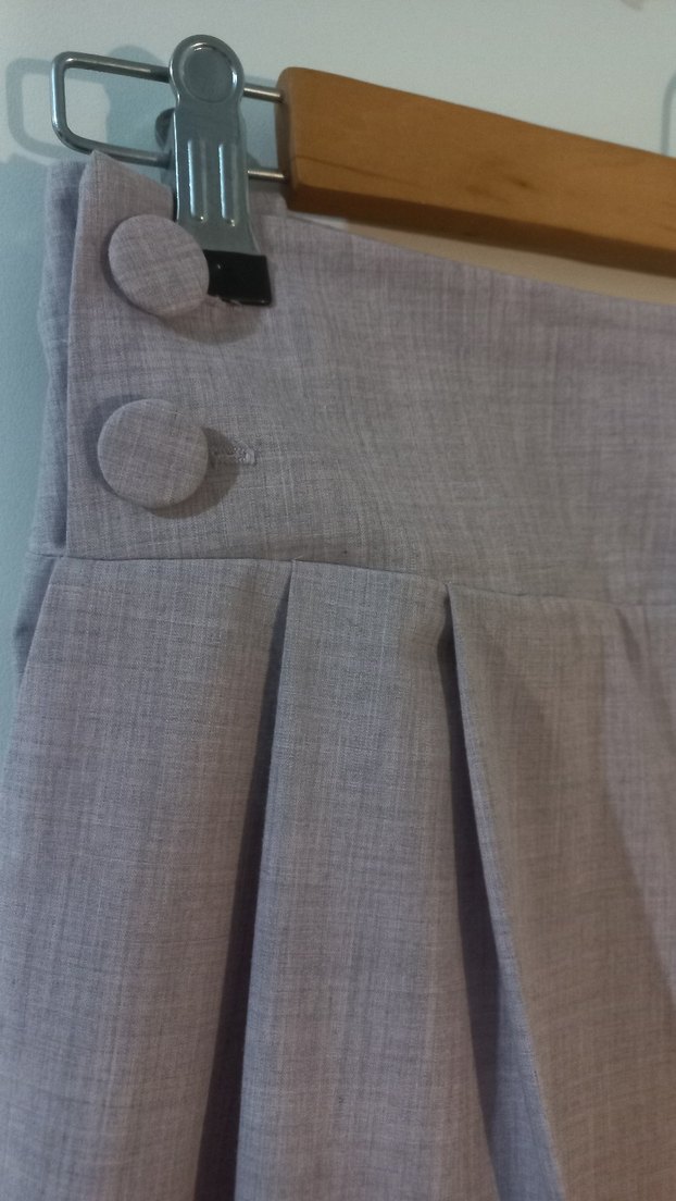 pembe düğmeli yüksek bel pantolon - Görsel 3