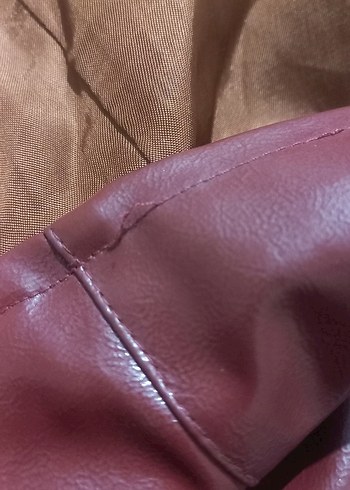 Pull&Bear kırmızı suni deri ceket - Görsel 4