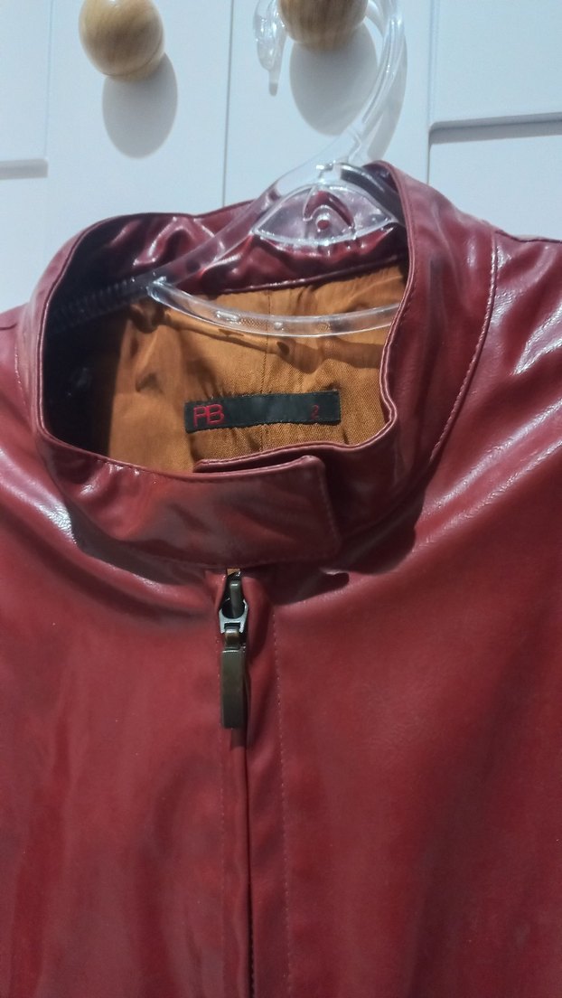 Pull&Bear kırmızı suni deri ceket - Görsel 3