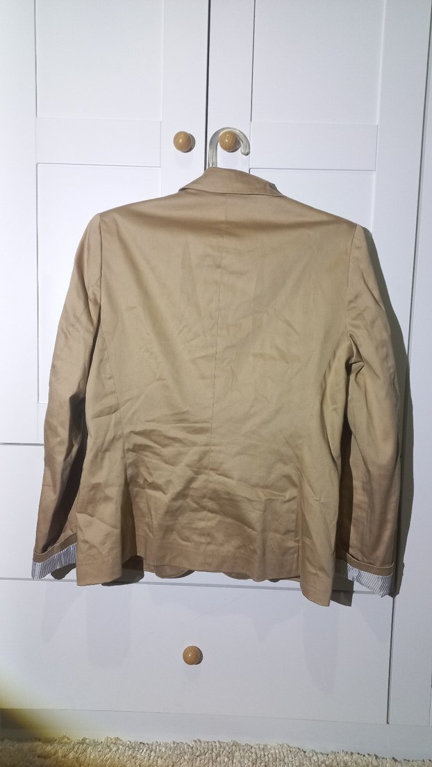 Bej Kadın Düğmeli Ofis Blazer Ceket - Görsel 2