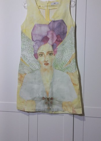 V Yaka Kolsuz Mini Elbise - Görsel 4