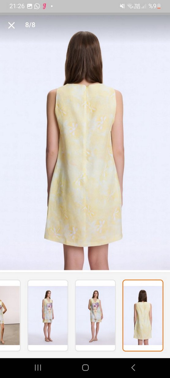 V Yaka Kolsuz Mini Elbise - Görsel 2