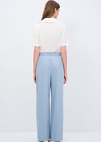 Mavi Kemerli Midi Kadın Kumaş Pantolon - Görsel 2