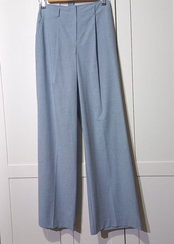 Mavi Kemerli Midi Kadın Kumaş Pantolon - Görsel 3