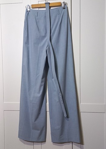 Mavi Kemerli Midi Kadın Kumaş Pantolon - Görsel 5