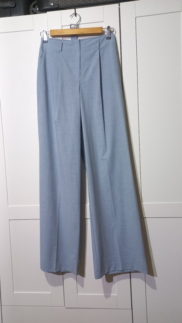 Mavi Kemerli Midi Kadın Kumaş Pantolon - Görsel 3