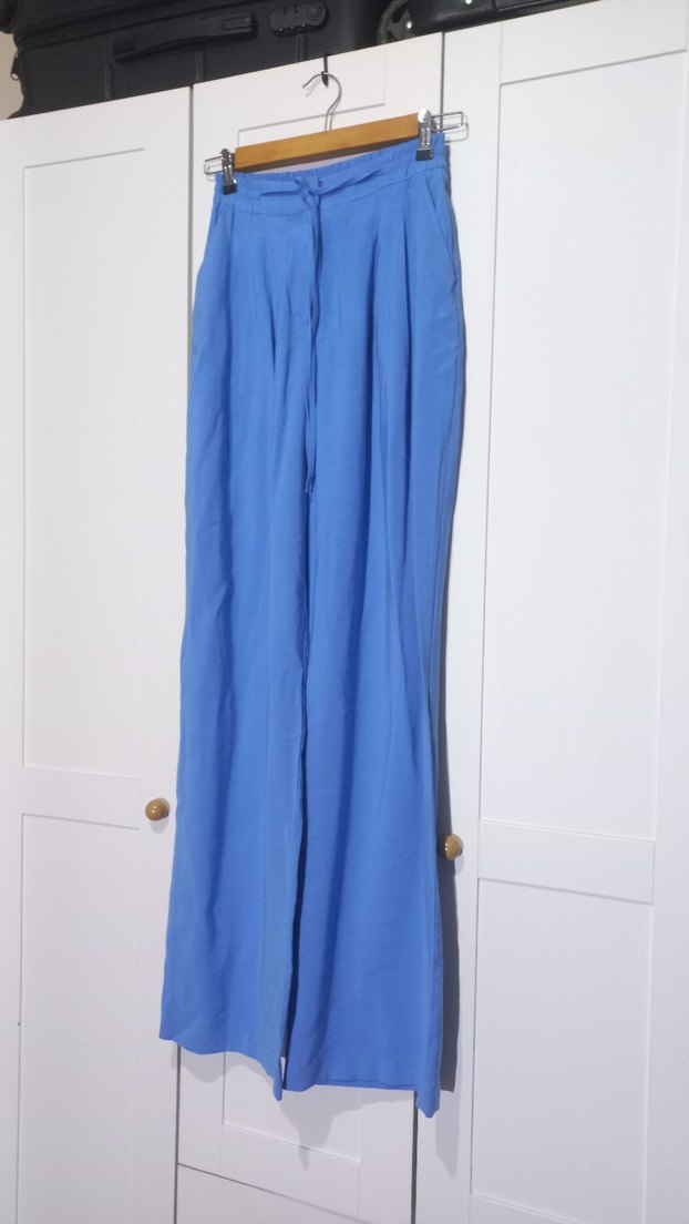 Mavi Pilili Kadın Kumaş Pantolon - Görsel 4