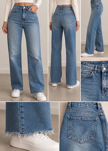 Diğer Yuksek Bel Acik Mavi Denim Jean