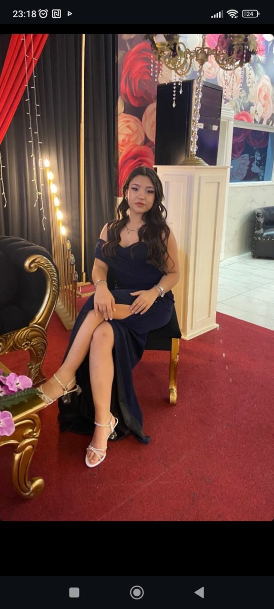 Straplez Drapeli Lacivert Uzun Abiye Elbise - Görsel 3