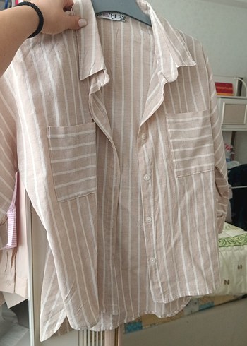 V Yaka Kısa Kollu Beyaz Bohem Bluz - Görsel 2