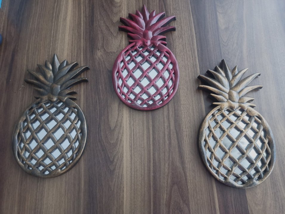 Renkli Aynalı Ananas Şeklinde Dekoratif Duvar Süsü - Görsel 2