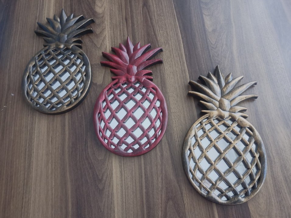 Renkli Aynalı Ananas Şeklinde Dekoratif Duvar Süsü - Görsel 4