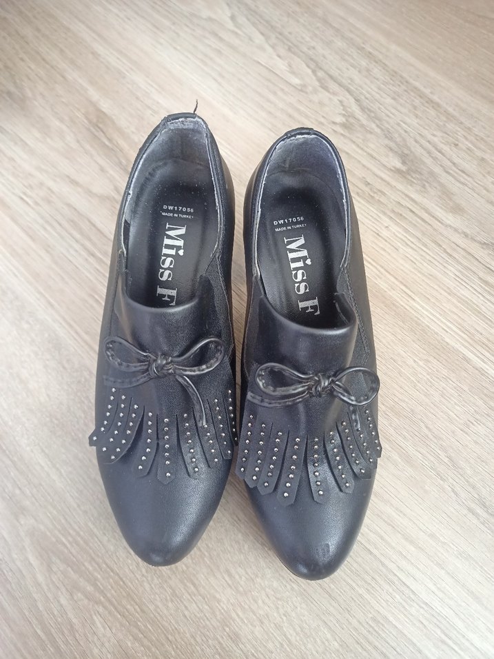 Kadın Siyah Parlak Goth Topuklu Oxford Ayakkabı - Görsel 3