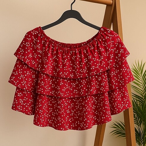 Çiçek Desenli Fırfırlı Etek - Görsel 4