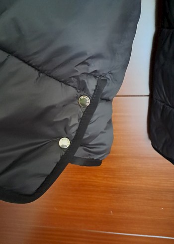 m Beden Düğmeli Siyah Kadın Mont
