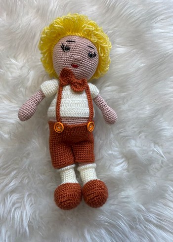  Beden Renk El Yapımı Örgü Bebek Sarı Saçlı