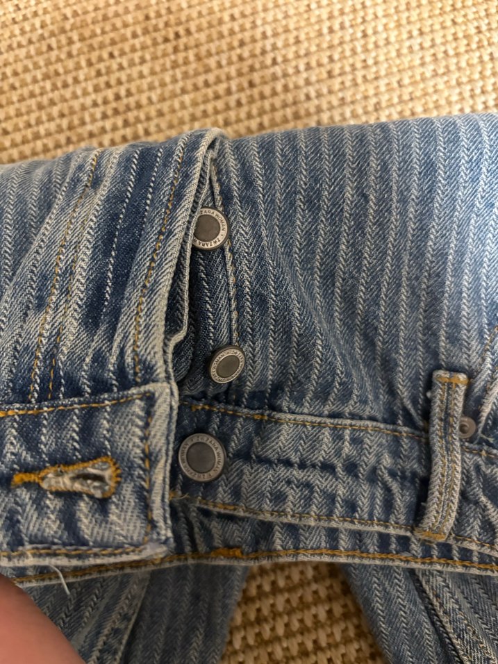 Kadın Mavi Çizgili Pileli Midi Denim Pantolon - Görsel 5