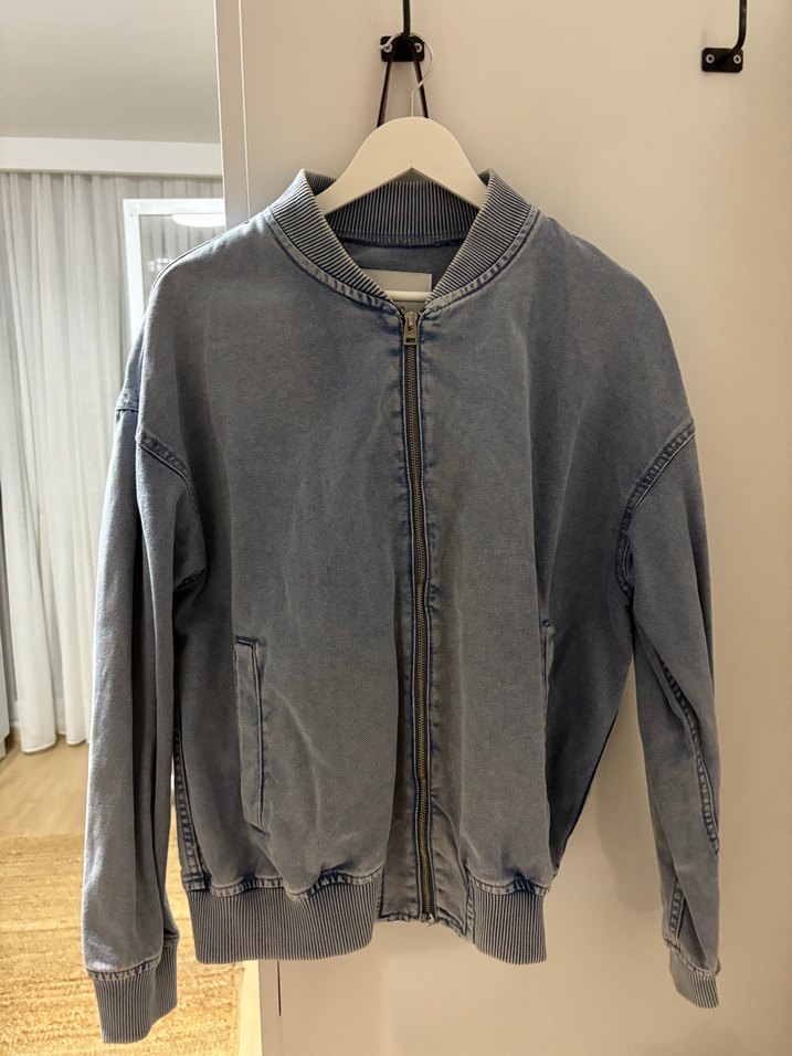 Gri Kadın Denim Ceket Fermuarlı - Görsel 2