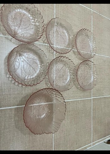 Nakışlı pembe Bohem Tabak Seti