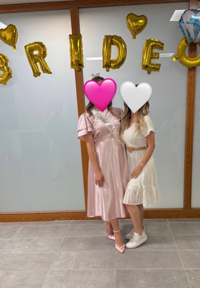 Pembe Uzun Drapeli Kadın Abiye Elbise - Görsel 2