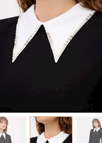 Siyah Uzun Kollu Yüksek Yakalı Uzun Elbise - Görsel 2