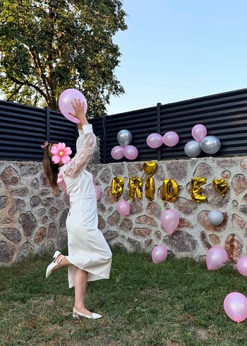 Dantel Detaylı Uzun Beyaz Kadın Elbise - Görsel 4