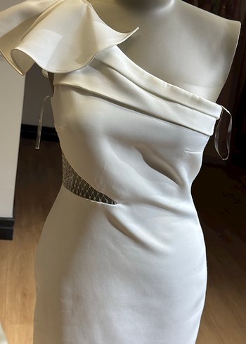 Beyaz Straplez Mini Elbise - Görsel 2