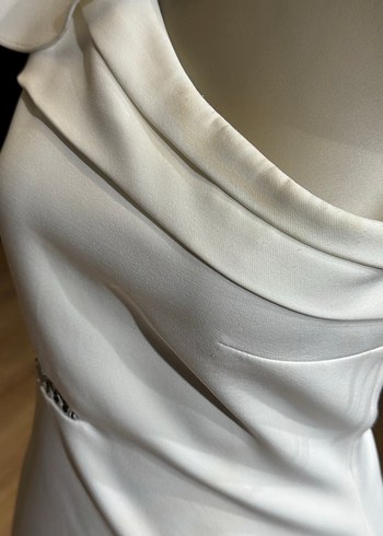 Beyaz Straplez Mini Elbise - Görsel 3