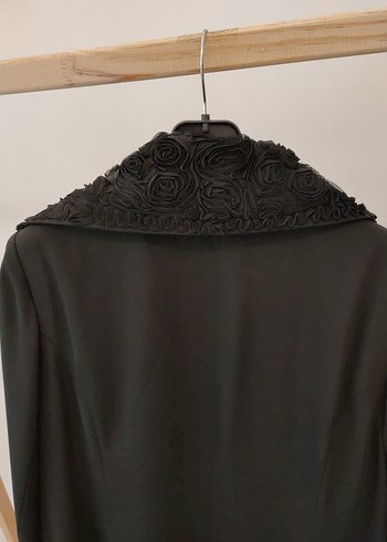48 Beden siyah Renk Siyah Uzun Kadın Kaban, Kürk Detaylı, Gotik Stil