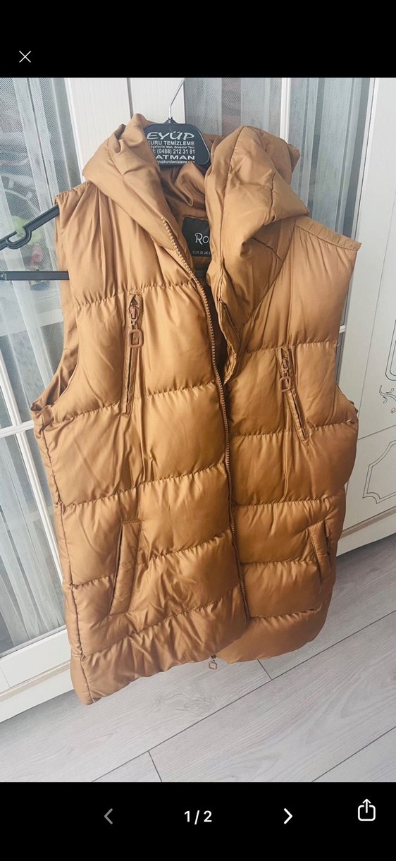 Kadın Kahverengi Puff Yelek - Görsel 2