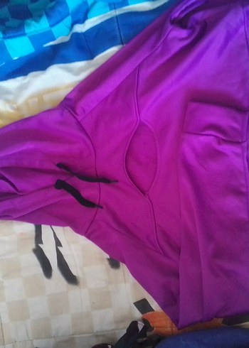 Kadın Mor V Yaka Sweatshirt