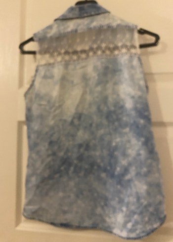 Düğmeli Kolsuz Denim Gömlek - Görsel 4