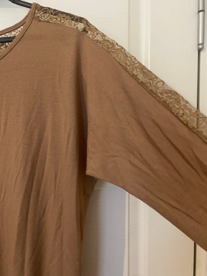 Bej Keten Kadın Kısa Kollu Bluz - Görsel 4