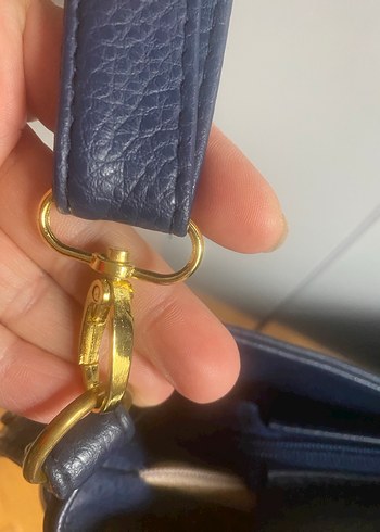 Koyu Mavi Deri Kadın Çanta Tokalı - Görsel 6