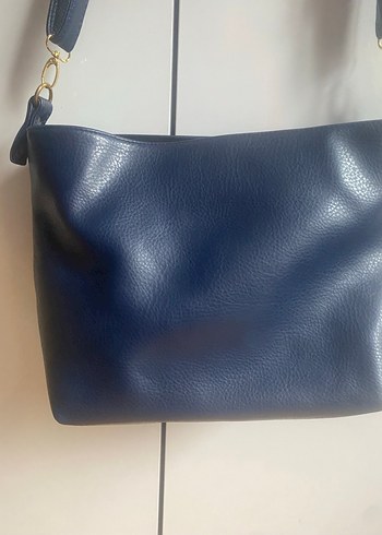 Koyu Mavi Deri Kadın Çanta Tokalı - Görsel 2