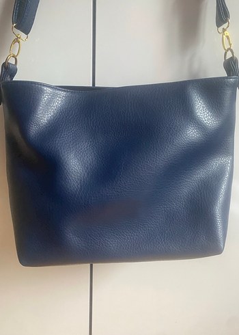 Koyu Mavi Deri Kadın Çanta Tokalı - Görsel 3