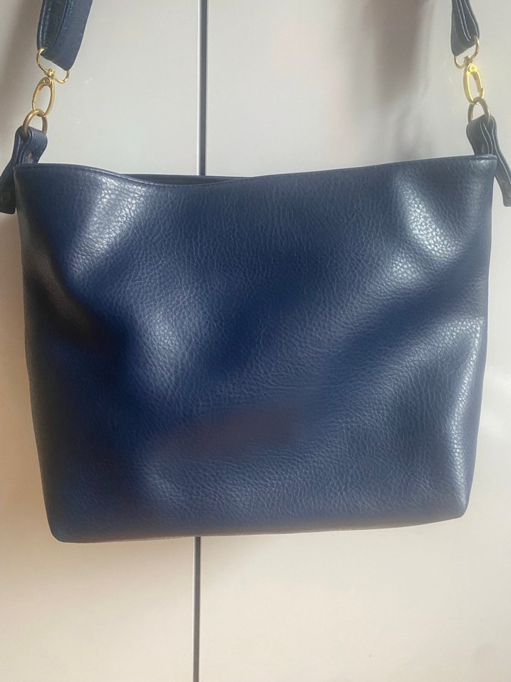 Koyu Mavi Deri Kadın Çanta Tokalı - Görsel 3