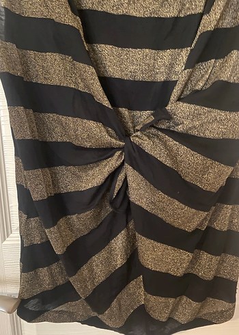 Drapeli Çizgili  Midi Blüz - Görsel 3