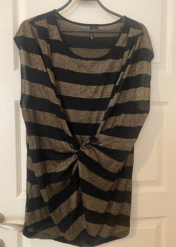 Drapeli Çizgili  Midi Blüz - Görsel 2